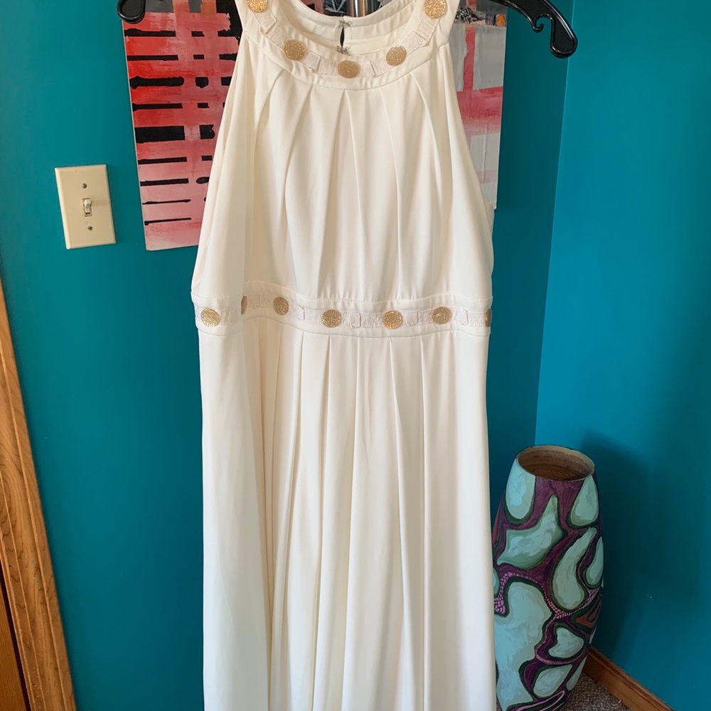 Suzi Chin for Maggy Boutique ivory n gold dress. 8